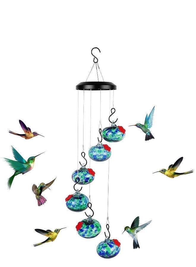 Charming Wind Chimes Hummingbird Feeders, Hummingbird Feeders for Outdoors Hanging Ant and Bee Proof, Hummingbird Wind Chime Feeder for Viewing, Garden Decor for Outside